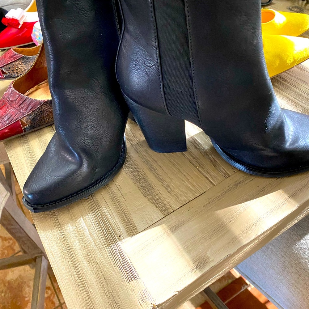 Black leather booties